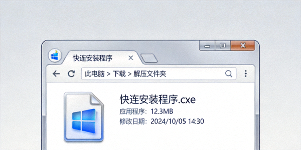 Windows文件资源管理器显示解压出的快连安装程序文件