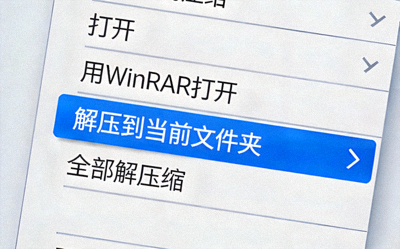 Windows右键菜单中高亮显示‘全部解压缩’选项